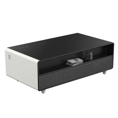 Forno Evoluto Tavolo 51-Inch White Smart Coffee Table – Dual Refrigerator Drawers, Bluetooth 5.0 Audio, Wireless Charging & RGB Ambient Light FORNO