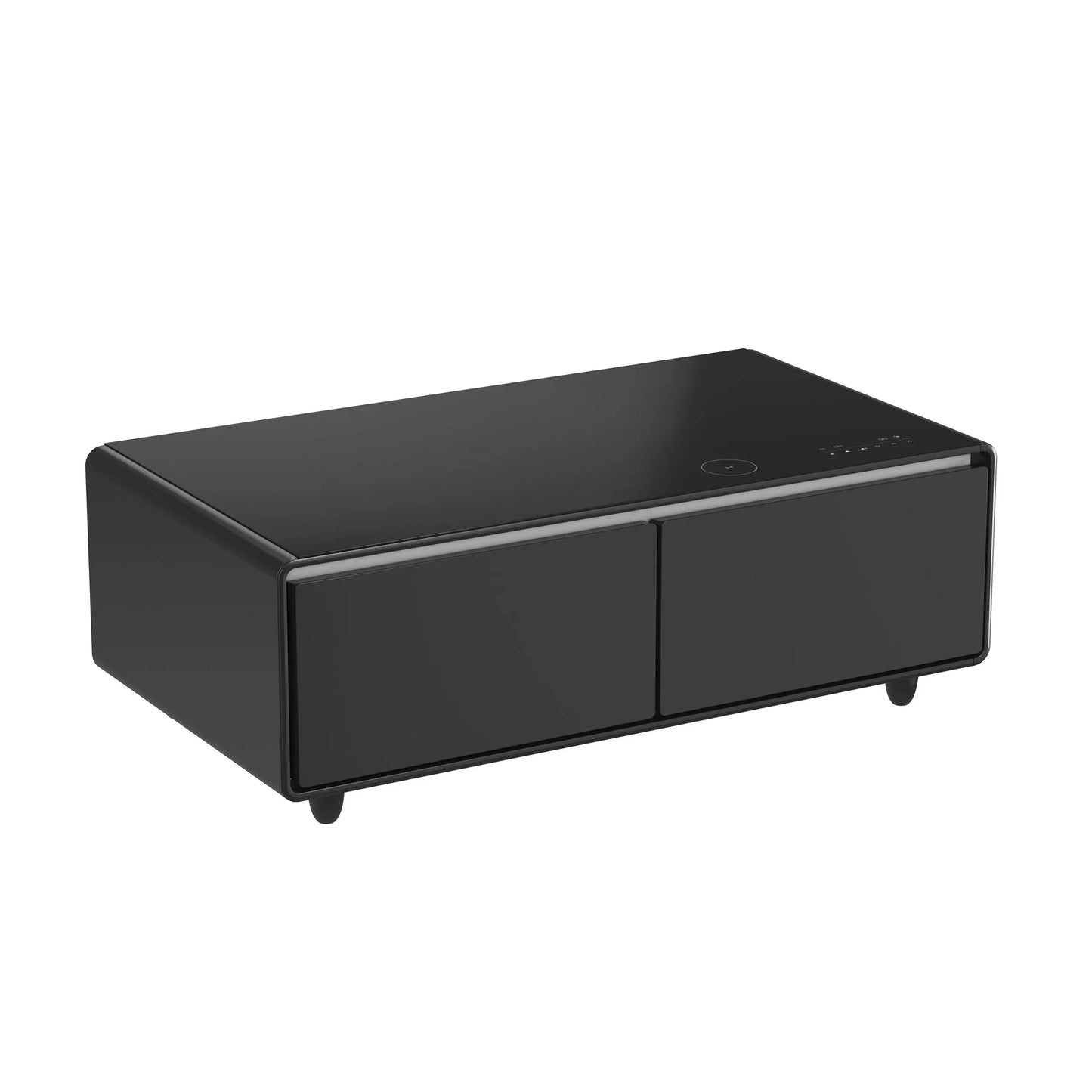 Forno Evoluto Tavolo 51-Inch Black Smart Coffee Table – Dual Refrigerator Drawers, Bluetooth 5.0 Audio, Wireless Charging & RGB Ambient Light FORNO
