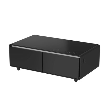 Forno Evoluto Tavolo 51-Inch Black Smart Coffee Table – Dual Refrigerator Drawers, Bluetooth 5.0 Audio, Wireless Charging & RGB Ambient Light FORNO