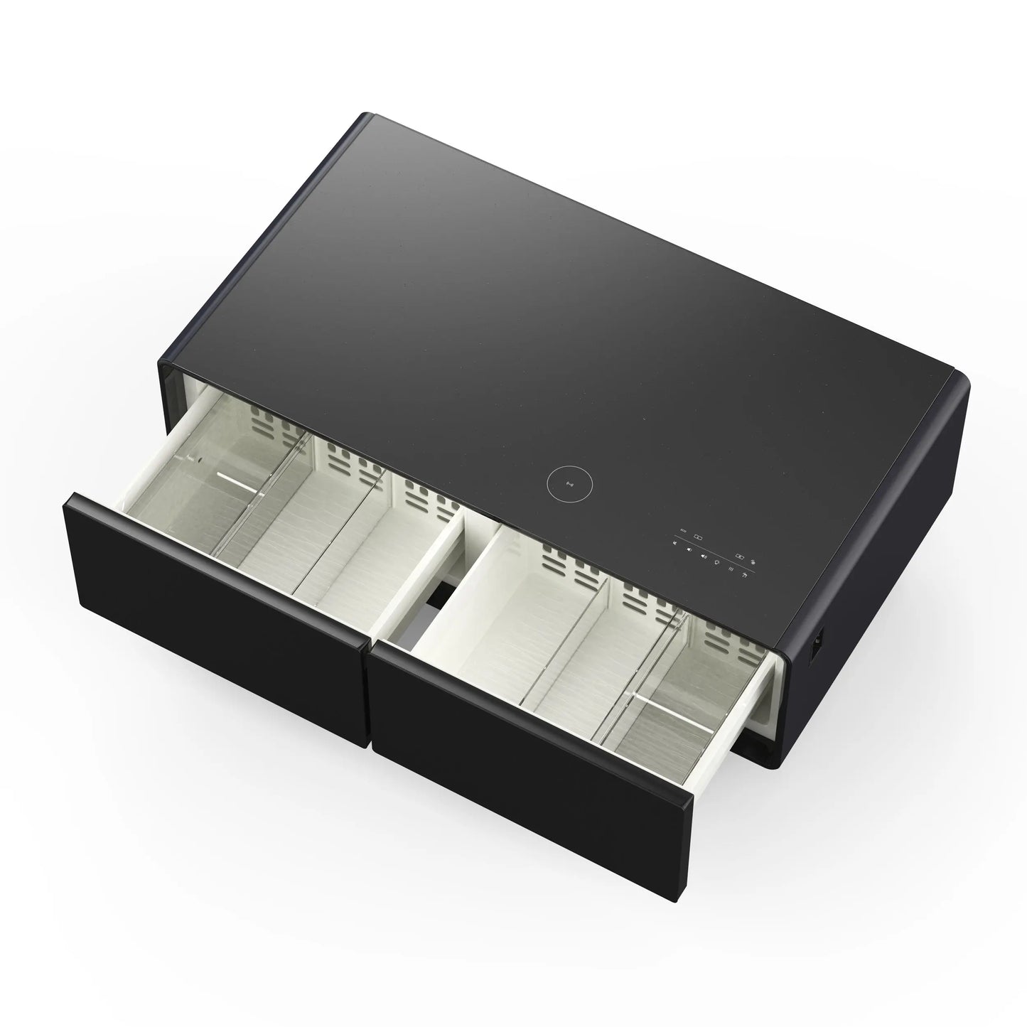 Forno Evoluto Tavolo 51-Inch Black Smart Coffee Table – Dual Refrigerator Drawers, Bluetooth 5.0 Audio, Wireless Charging & RGB Ambient Light FORNO