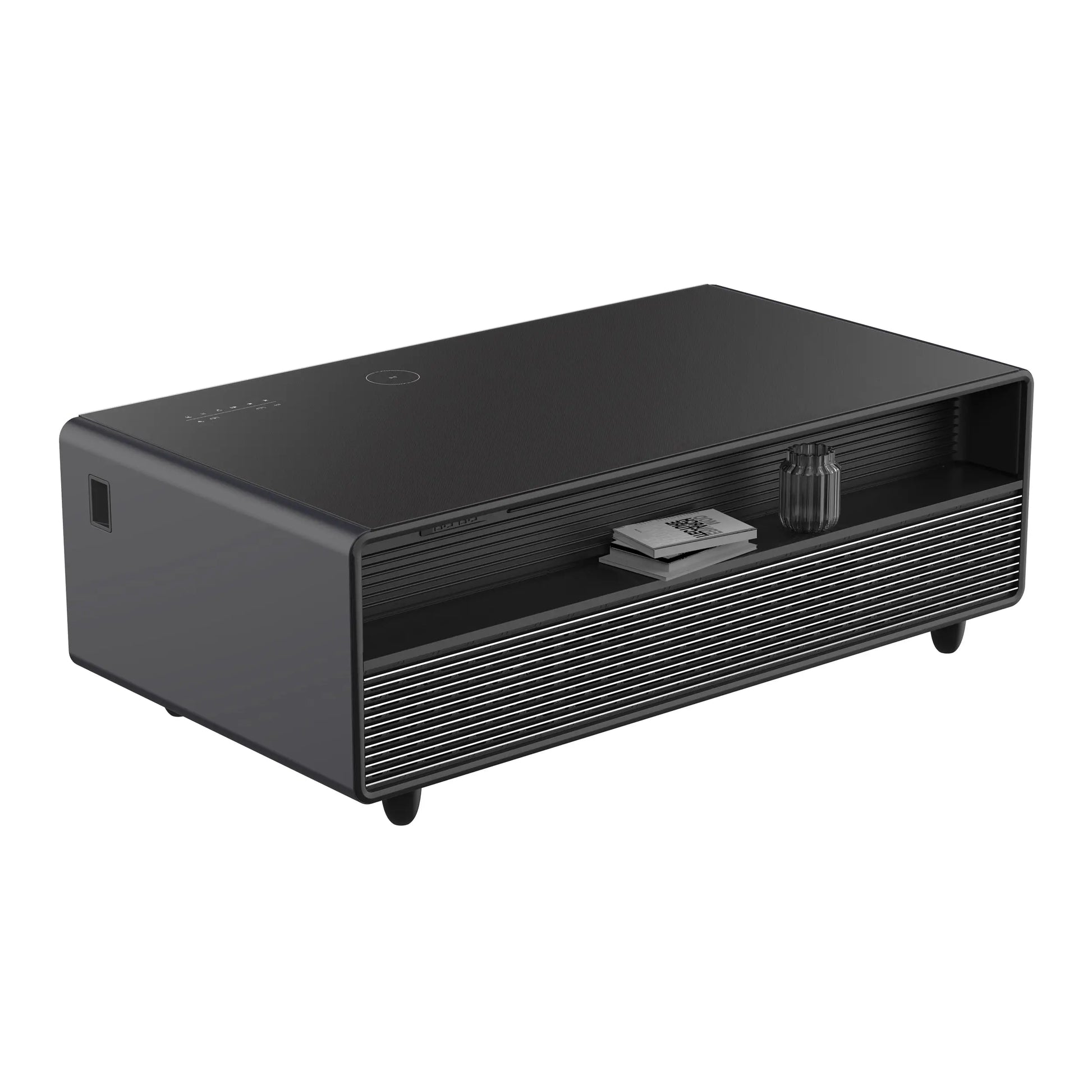 Forno Evoluto Tavolo 51-Inch Black Smart Coffee Table – Dual Refrigerator Drawers, Bluetooth 5.0 Audio, Wireless Charging & RGB Ambient Light FORNO