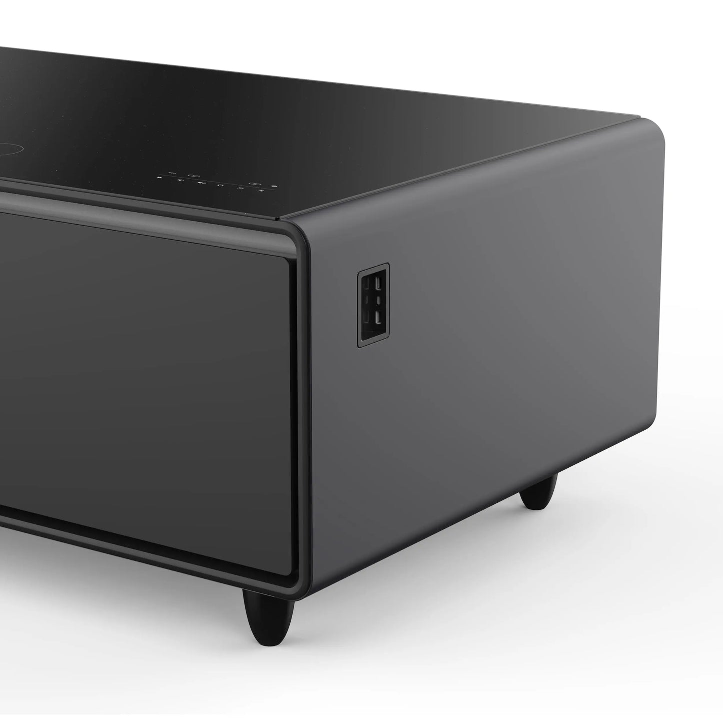 Forno Evoluto Tavolo 51-Inch Black Smart Coffee Table – Dual Refrigerator Drawers, Bluetooth 5.0 Audio, Wireless Charging & RGB Ambient Light FORNO