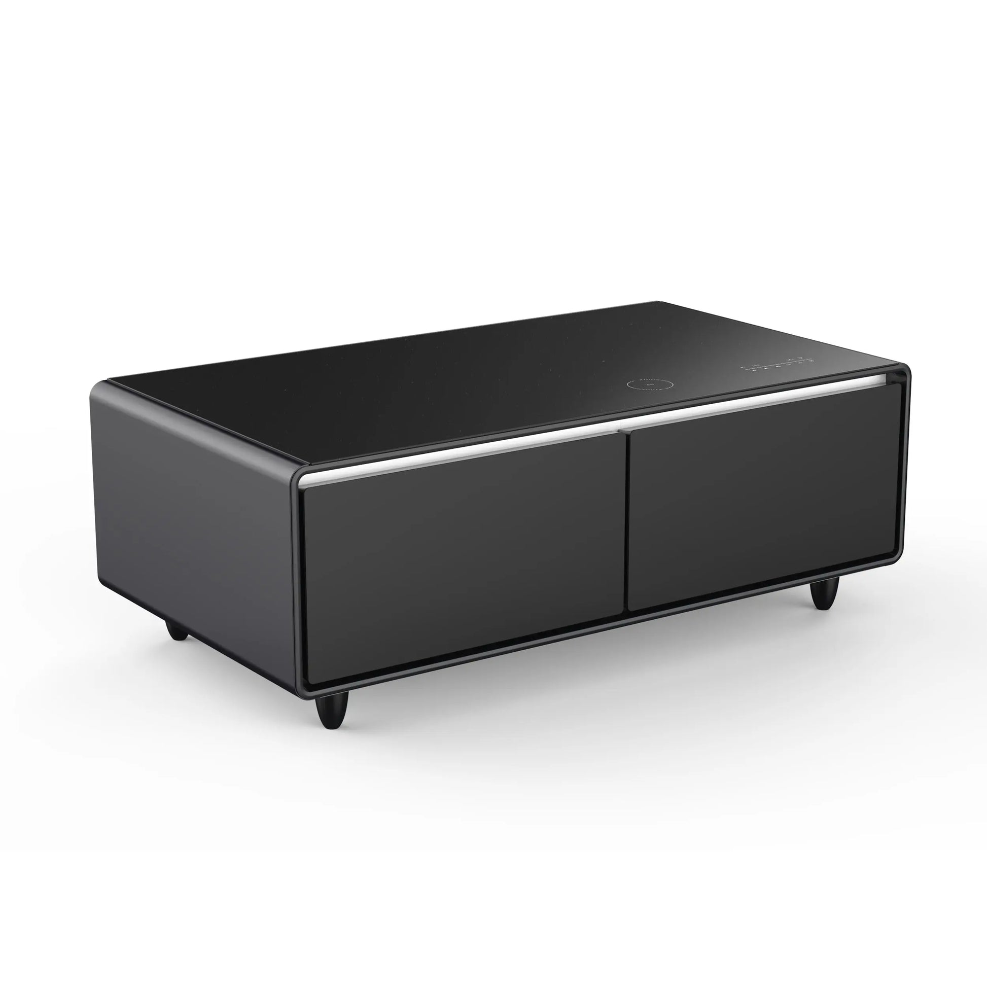 Forno Evoluto Tavolo 51-Inch Black Smart Coffee Table – Dual Refrigerator Drawers, Bluetooth 5.0 Audio, Wireless Charging & RGB Ambient Light FORNO