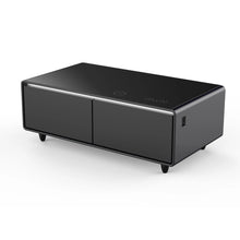 Forno Evoluto Tavolo 51-Inch Black Smart Coffee Table – Dual Refrigerator Drawers, Bluetooth 5.0 Audio, Wireless Charging & RGB Ambient Light FORNO
