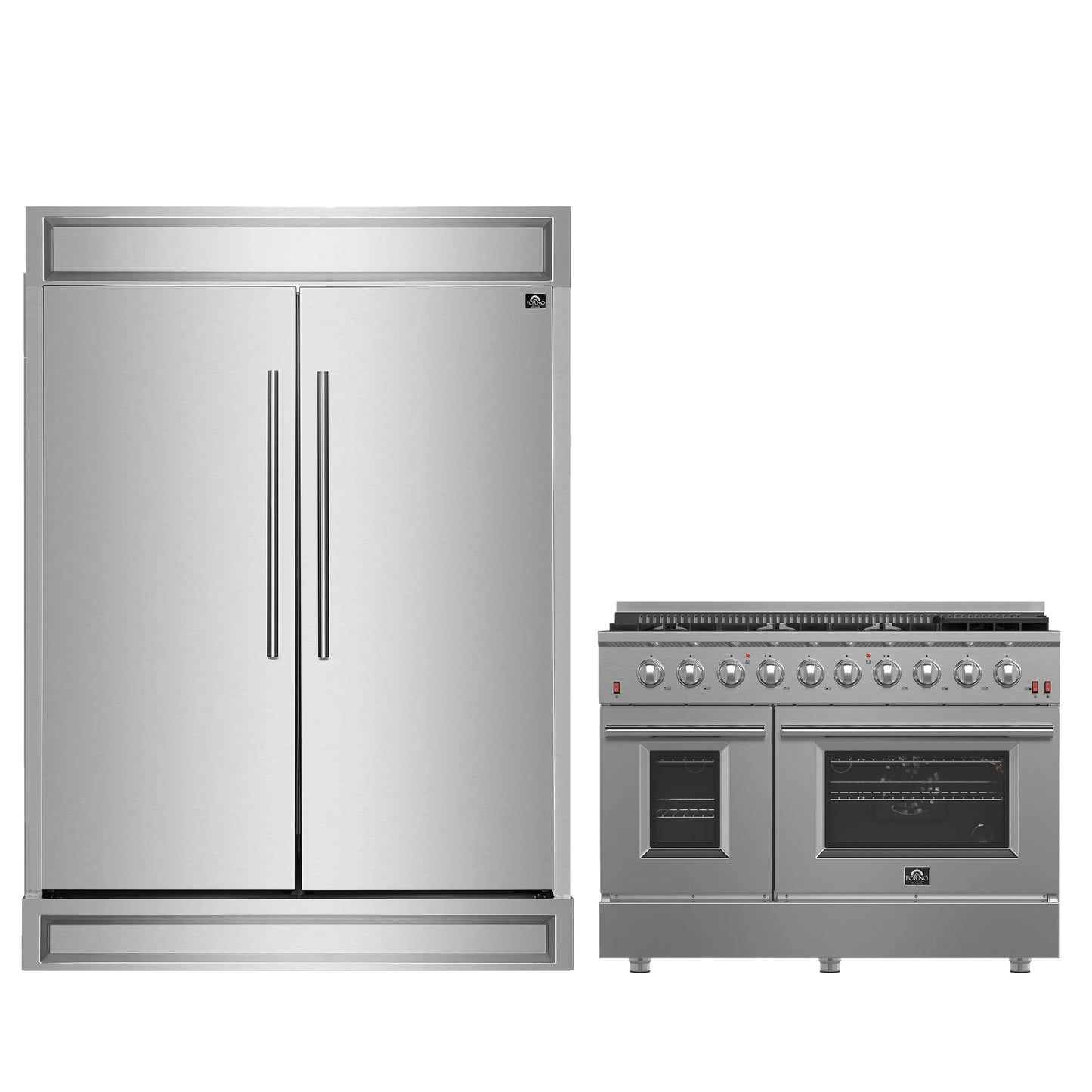 FORNO Premium 2-Piece Kitchen Bundle - Galiano 48" Stainless Steel Gas Range, Forno Maderno 2-28 " Wide Units with Decorative Trim - FBDL-018-03CAUS Forno vendors US