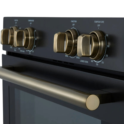 Forno Vomero 30-Inch Double Wall Oven, Black, 10 cu.ft Total Capacity, 7100W Convection, Mechanical Controls, Manuel Steam Clean FORNO