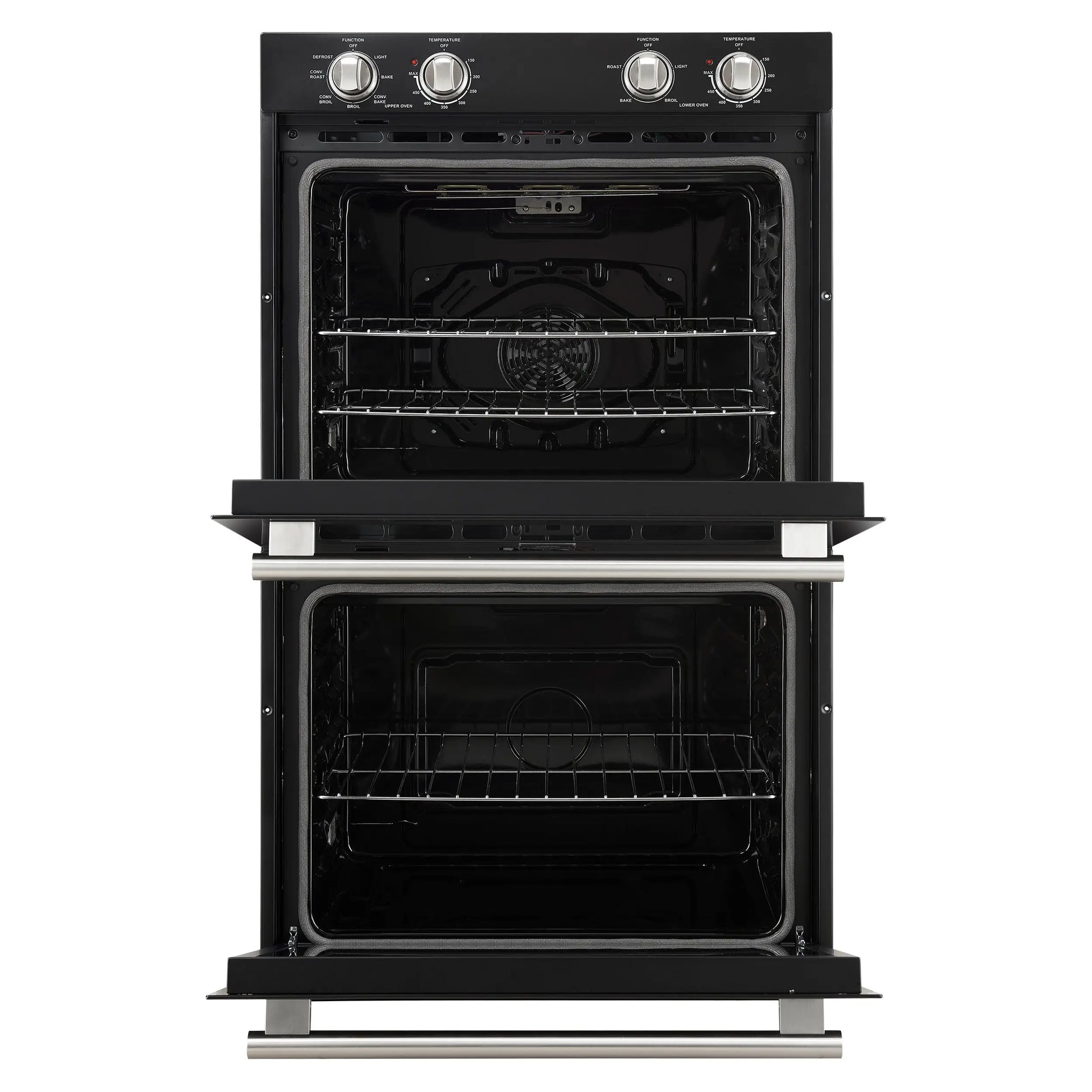 Forno Vomero 30-Inch Double Wall Oven, Black, 10 cu.ft Total Capacity, 7100W Convection, Mechanical Controls, Manuel Steam Clean FORNO