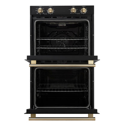 Forno Vomero 30-Inch Double Wall Oven, Black, 10 cu.ft Total Capacity, 7100W Convection, Mechanical Controls, Manuel Steam Clean FORNO