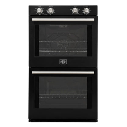 Forno Vomero 30-Inch Double Wall Oven, Black, 10 cu.ft Total Capacity, 7100W Convection, Mechanical Controls, Manuel Steam Clean FORNO