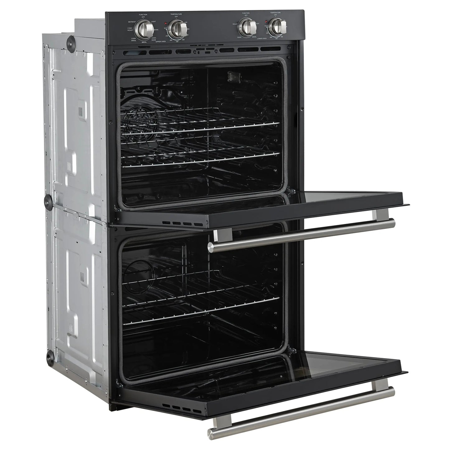 Forno Vomero 30-Inch Double Wall Oven, Black, 10 cu.ft Total Capacity, 7100W Convection, Mechanical Controls, Manuel Steam Clean FORNO