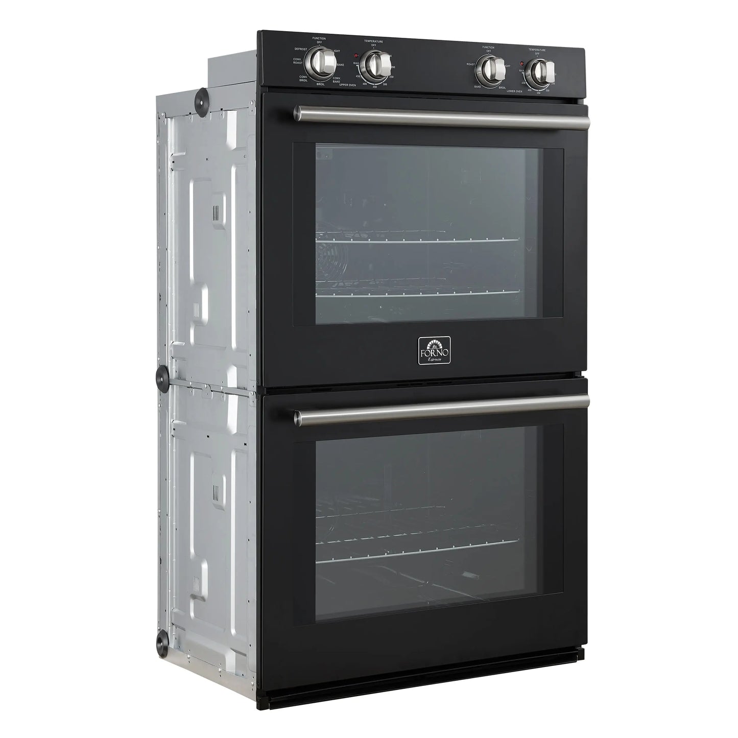 Forno Vomero 30-Inch Double Wall Oven, Black, 10 cu.ft Total Capacity, 7100W Convection, Mechanical Controls, Manuel Steam Clean FORNO