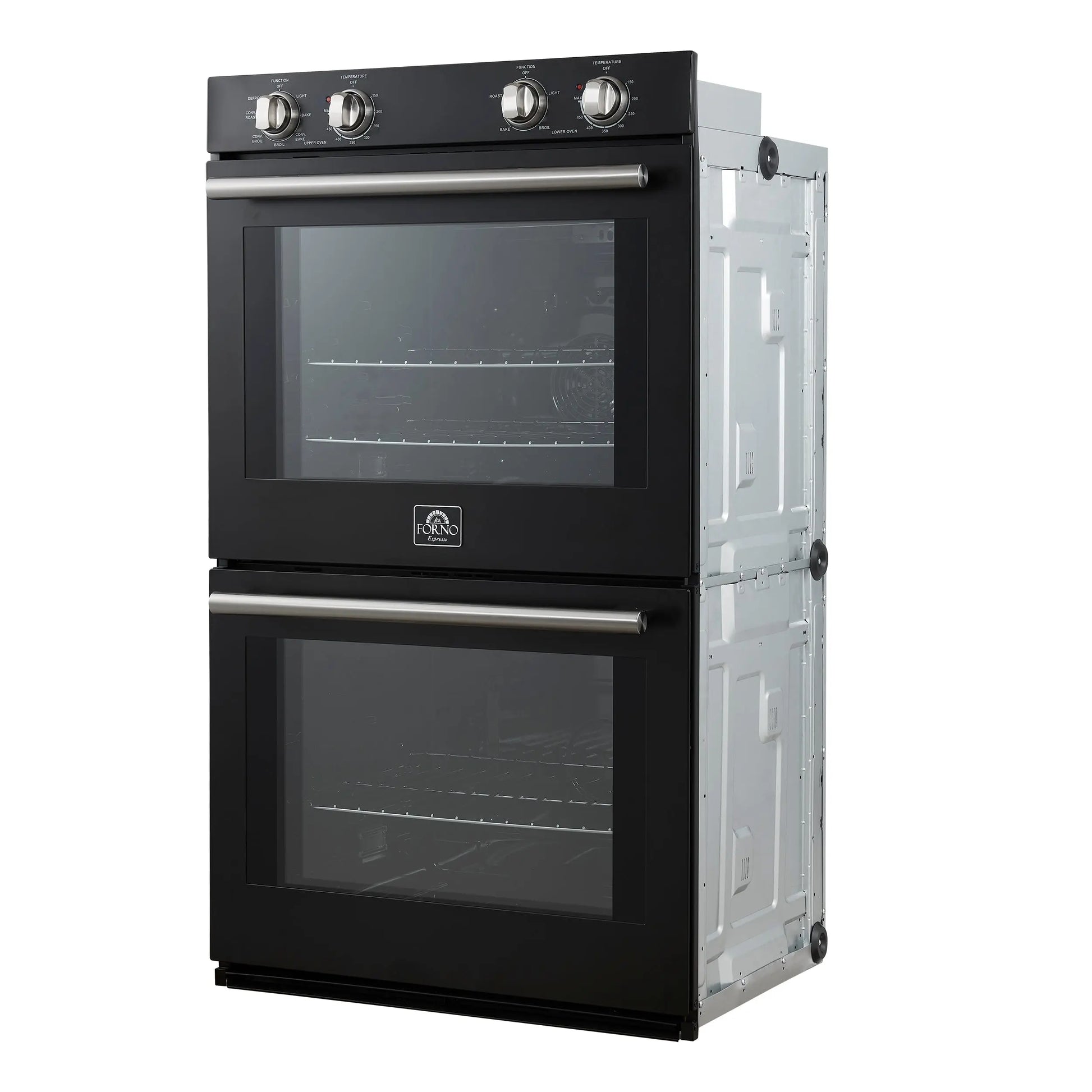 Forno Vomero 30-Inch Double Wall Oven, Black, 10 cu.ft Total Capacity, 7100W Convection, Mechanical Controls, Manuel Steam Clean FORNO