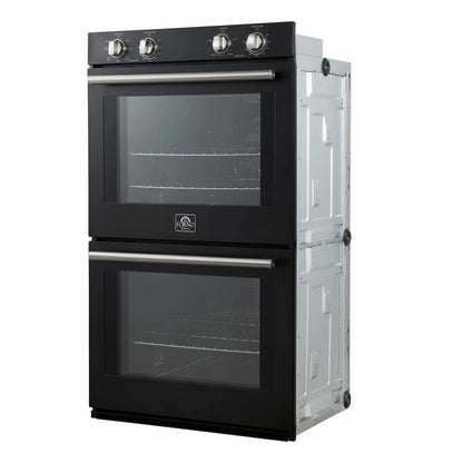 Forno Vomero 30-Inch Double Wall Oven, Black, 10 cu.ft Total Capacity, 7100W Convection, Mechanical Controls, Manuel Steam Clean FORNO