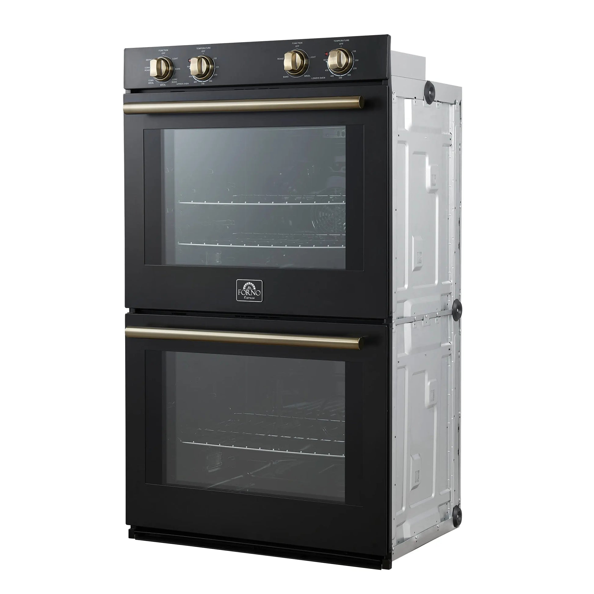 Forno Vomero 30-Inch Double Wall Oven, Black, 10 cu.ft Total Capacity, 7100W Convection, Mechanical Controls, Manuel Steam Clean FORNO