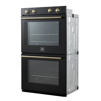 Forno Vomero 30-Inch Double Wall Oven, Black, 10 cu.ft Total Capacity, 7100W Convection, Mechanical Controls, Manuel Steam Clean FORNO