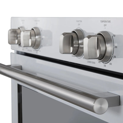 Forno Vomero 30-Inch Double Wall Oven, White, 10 cu.ft Total Capacity, 7100W Convection, Mechanical Controls, Manuel Steam Clean FORNO