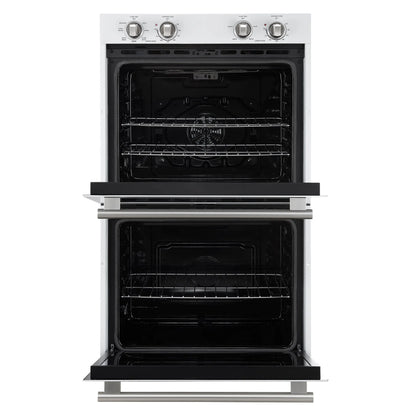 Forno Vomero 30-Inch Double Wall Oven, White, 10 cu.ft Total Capacity, 7100W Convection, Mechanical Controls, Manuel Steam Clean FORNO