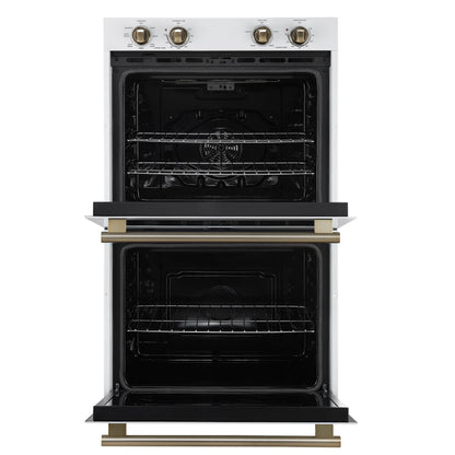 Forno Vomero 30-Inch Double Wall Oven, White, 10 cu.ft Total Capacity, 7100W Convection, Mechanical Controls, Manuel Steam Clean FORNO