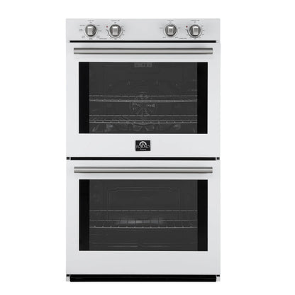 Forno Vomero 30-Inch Double Wall Oven, White, 10 cu.ft Total Capacity, 7100W Convection, Mechanical Controls, Manuel Steam Clean FORNO