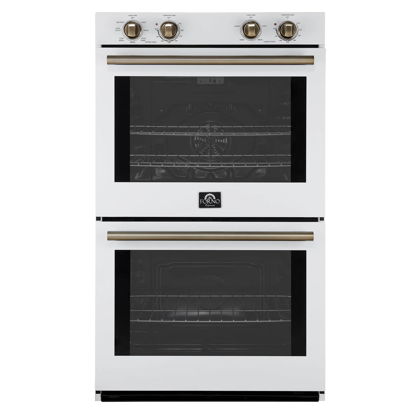 Forno Vomero 30-Inch Double Wall Oven, White, 10 cu.ft Total Capacity, 7100W Convection, Mechanical Controls, Manuel Steam Clean FORNO