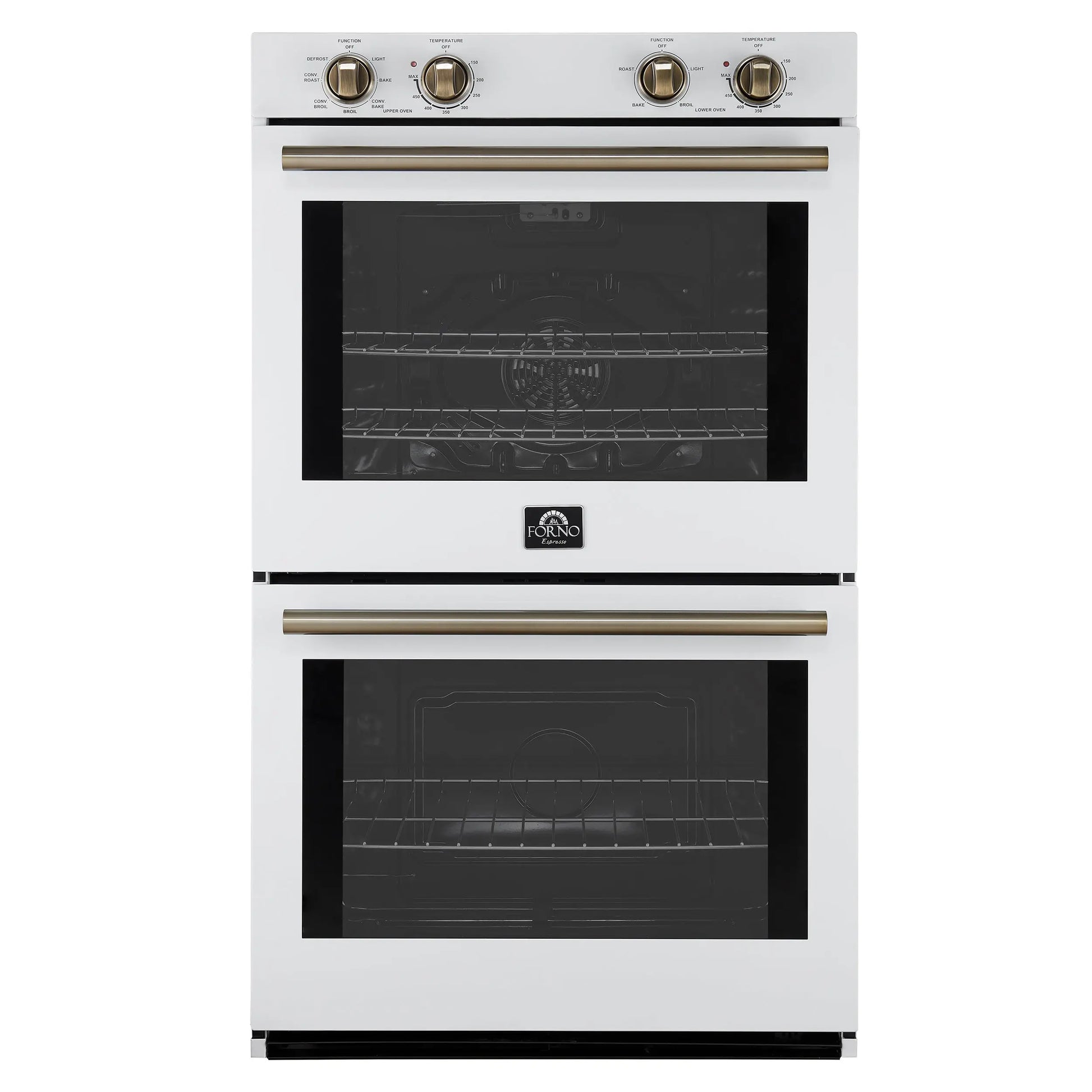 Forno Vomero 30-Inch Double Wall Oven, White, 10 cu.ft Total Capacity, 7100W Convection, Mechanical Controls, Manuel Steam Clean FORNO