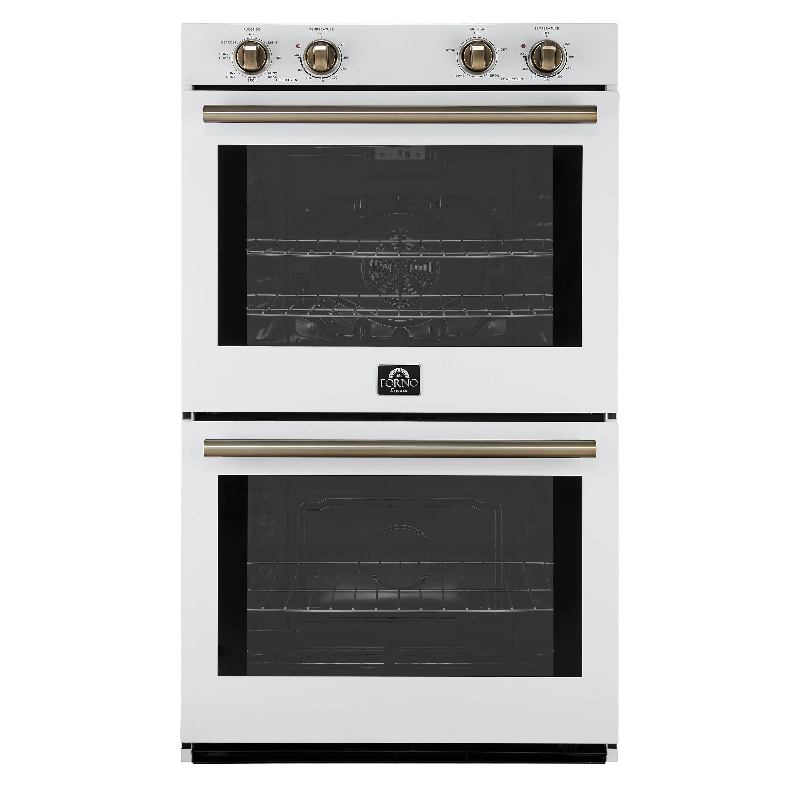 Forno Vomero 30-Inch Double Wall Oven, White, 10 cu.ft Total Capacity, 7100W Convection, Mechanical Controls, Manuel Steam Clean FORNO