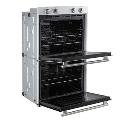 Forno Vomero 30-Inch Double Wall Oven, White, 10 cu.ft Total Capacity, 7100W Convection, Mechanical Controls, Manuel Steam Clean FORNO