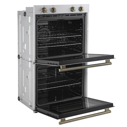 Forno Vomero 30-Inch Double Wall Oven, White, 10 cu.ft Total Capacity, 7100W Convection, Mechanical Controls, Manuel Steam Clean FORNO