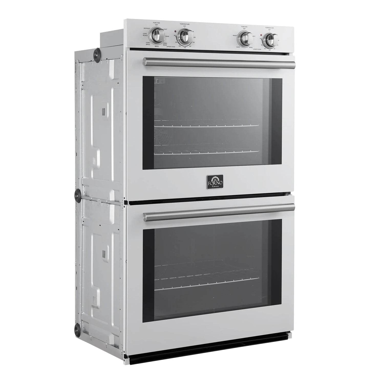 Forno Vomero 30-Inch Double Wall Oven, White, 10 cu.ft Total Capacity, 7100W Convection, Mechanical Controls, Manuel Steam Clean FORNO