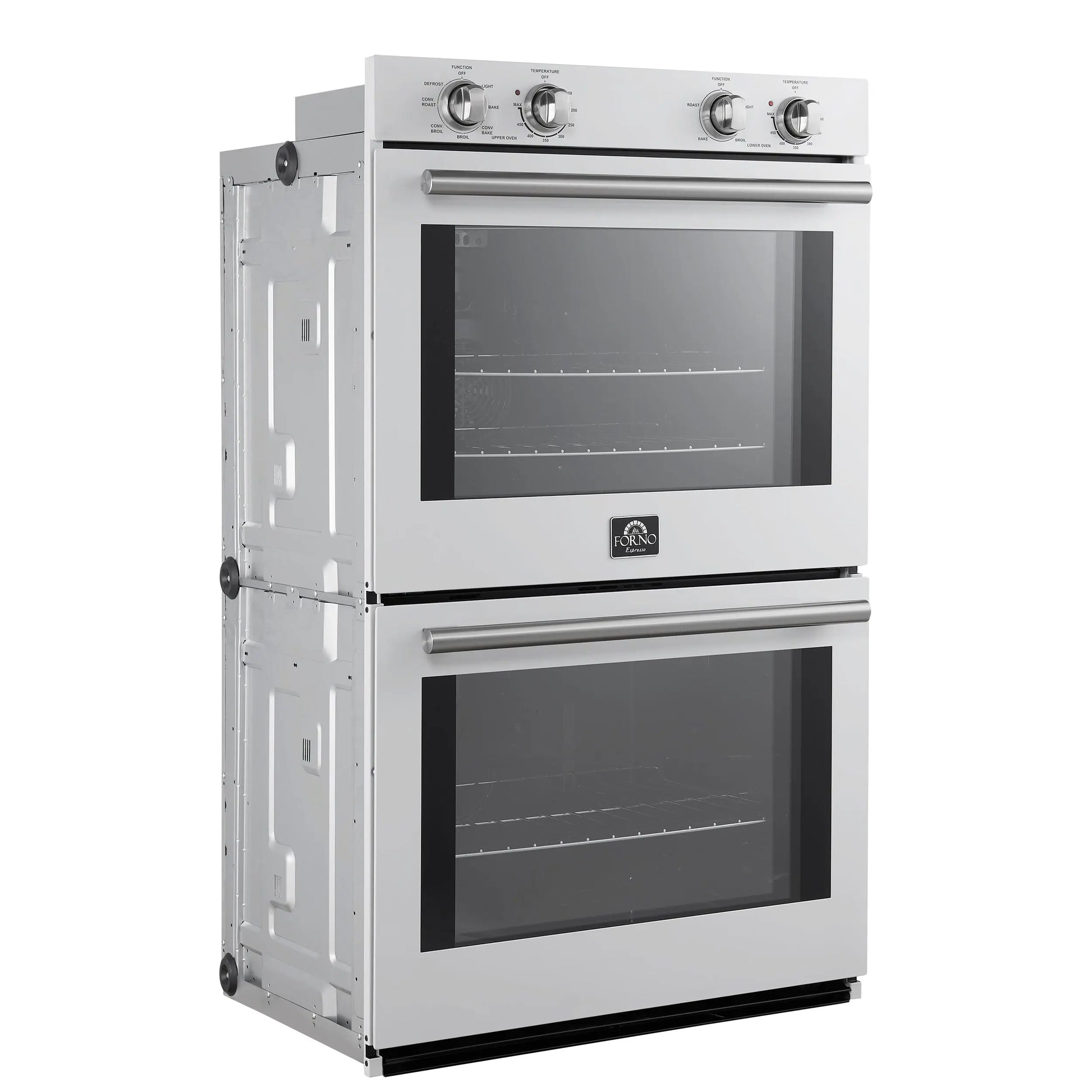 Forno Vomero 30-Inch Double Wall Oven, White, 10 cu.ft Total Capacity, 7100W Convection, Mechanical Controls, Manuel Steam Clean FORNO