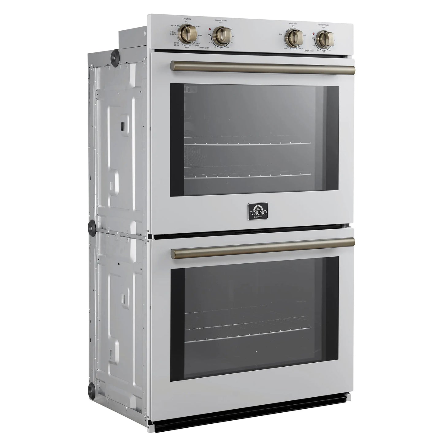 Forno Vomero 30-Inch Double Wall Oven, White, 10 cu.ft Total Capacity, 7100W Convection, Mechanical Controls, Manuel Steam Clean FORNO
