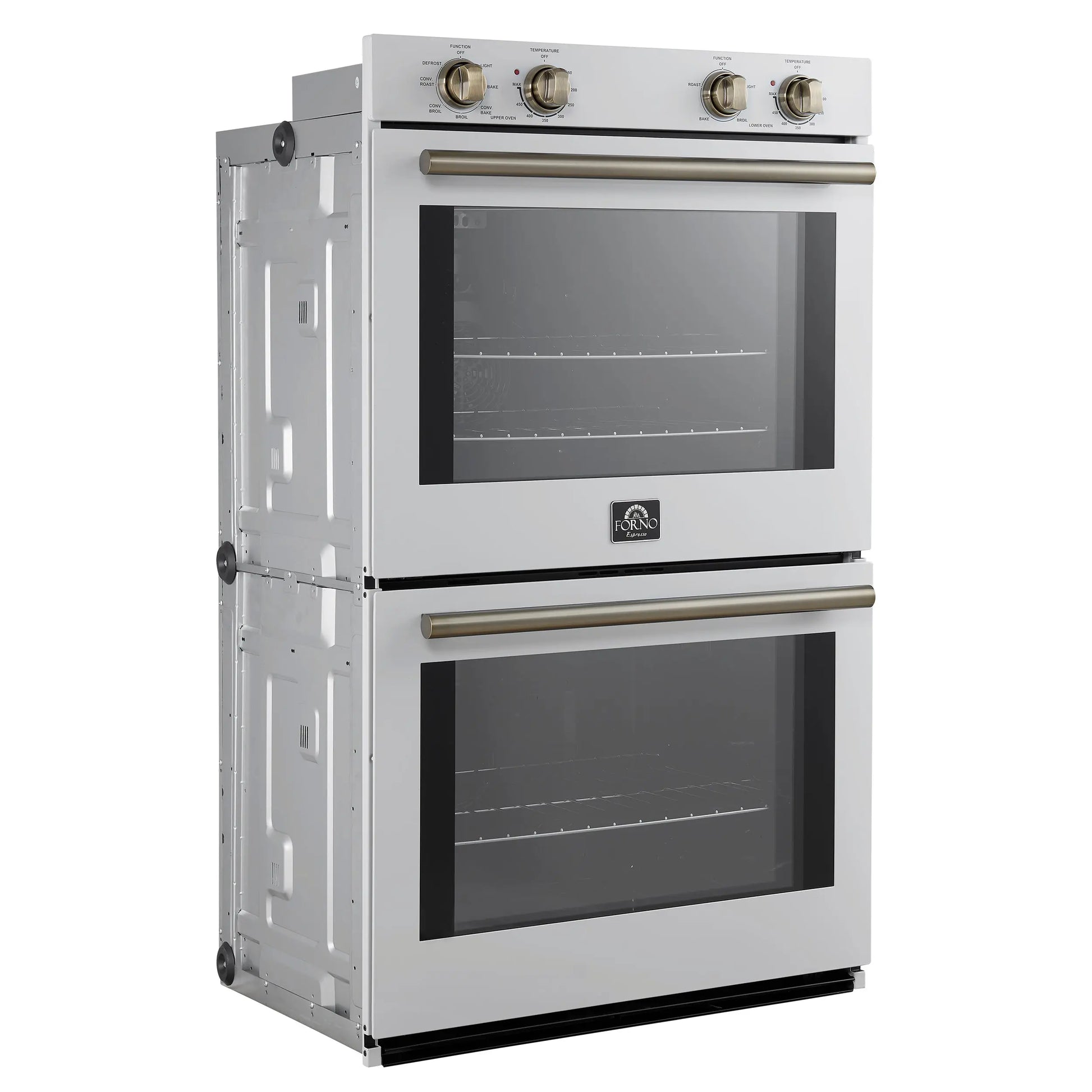 Forno Vomero 30-Inch Double Wall Oven, White, 10 cu.ft Total Capacity, 7100W Convection, Mechanical Controls, Manuel Steam Clean FORNO