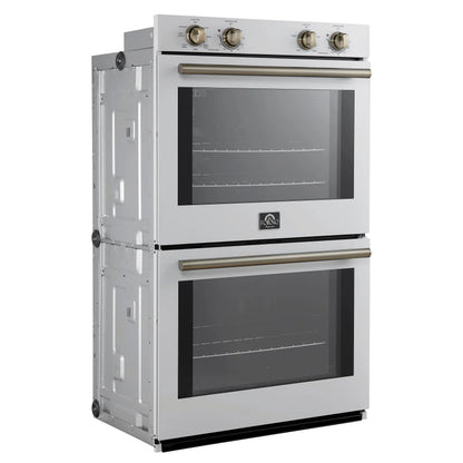 Forno Vomero 30-Inch Double Wall Oven, White, 10 cu.ft Total Capacity, 7100W Convection, Mechanical Controls, Manuel Steam Clean FORNO