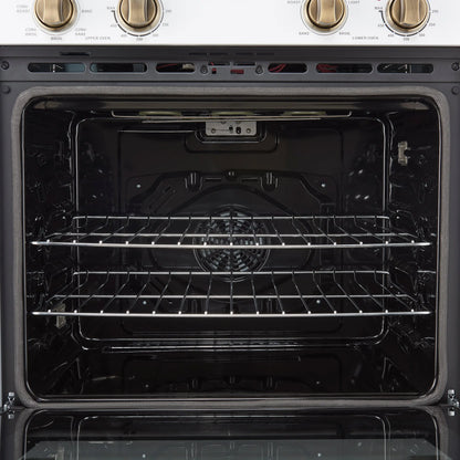 Forno Vomero 30-Inch Double Wall Oven, White, 10 cu.ft Total Capacity, 7100W Convection, Mechanical Controls, Manuel Steam Clean FORNO