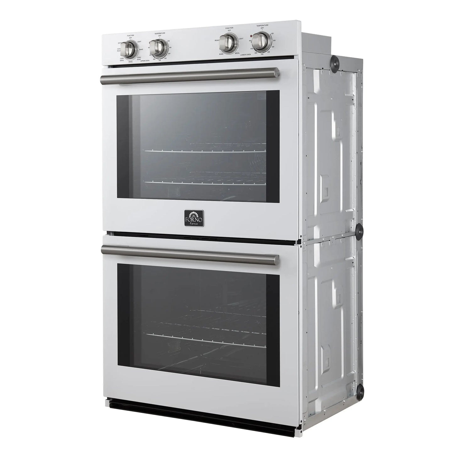 Forno Vomero 30-Inch Double Wall Oven, White, 10 cu.ft Total Capacity, 7100W Convection, Mechanical Controls, Manuel Steam Clean FORNO