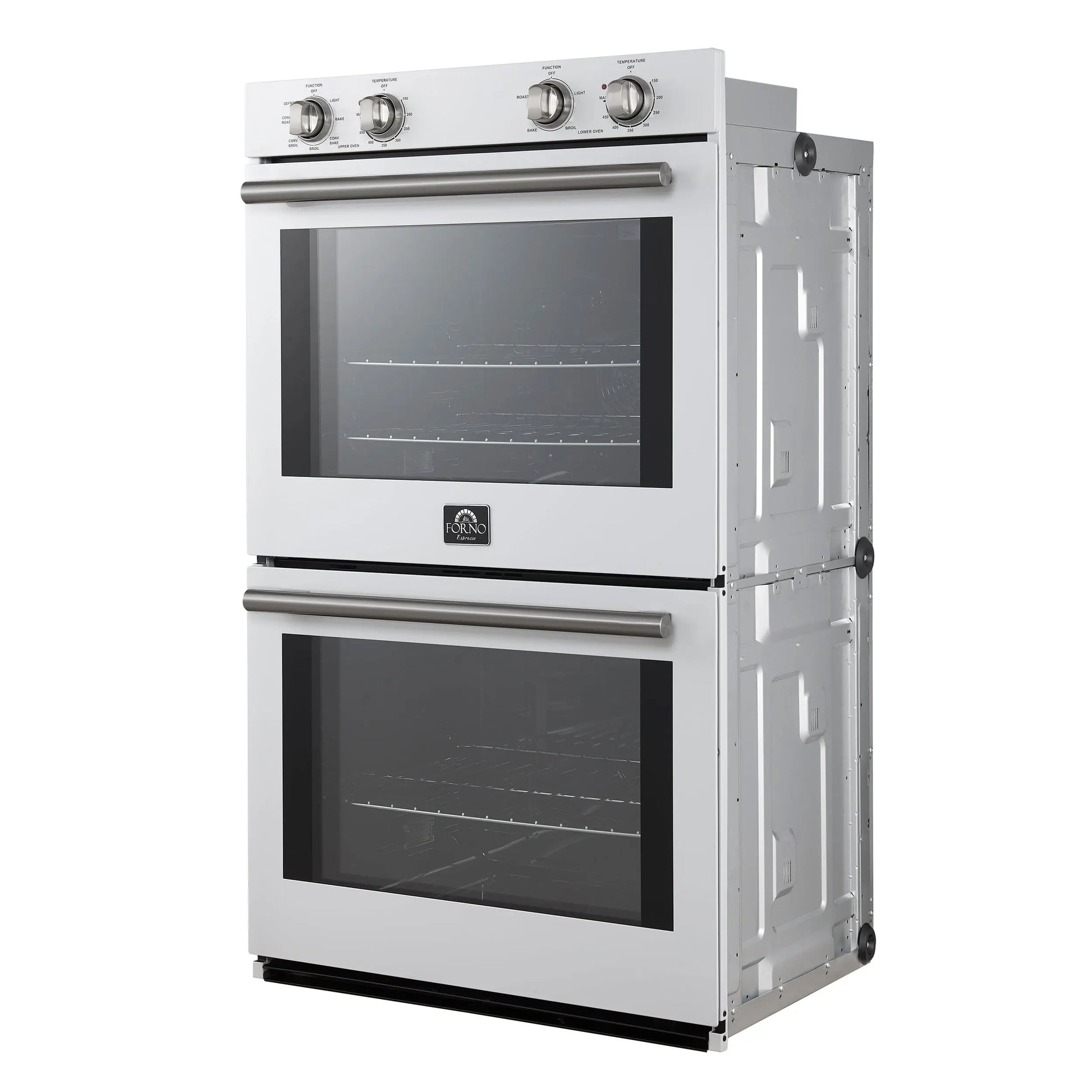 Forno Vomero 30-Inch Double Wall Oven, White, 10 cu.ft Total Capacity, 7100W Convection, Mechanical Controls, Manuel Steam Clean FORNO