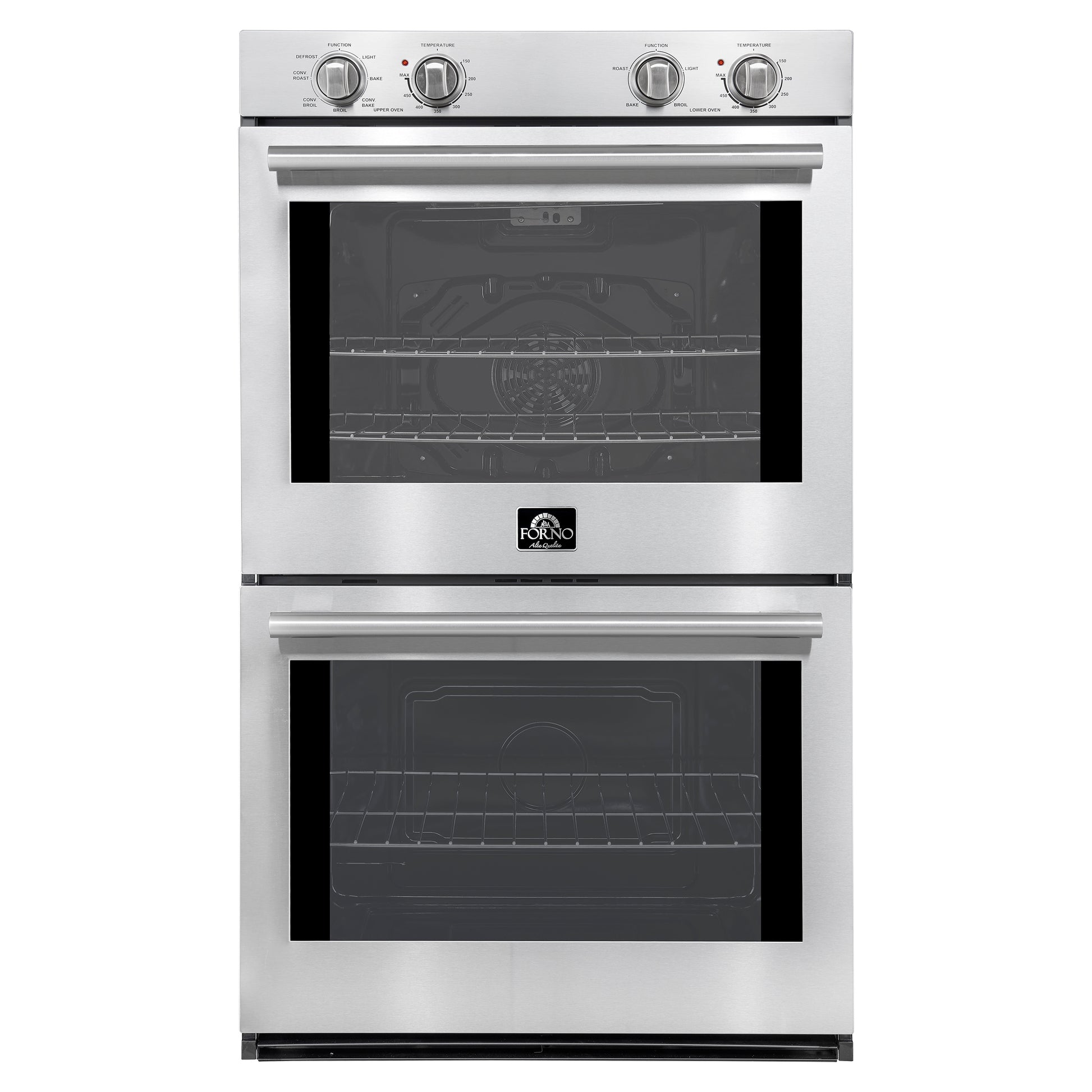 Forno Vomero 30-Inch Double Wall Oven, Stainless Steel, 10 cu.ft Total Capacity, 7100W Convection, Mechanical Controls, Self-Cleaning Function FORNO