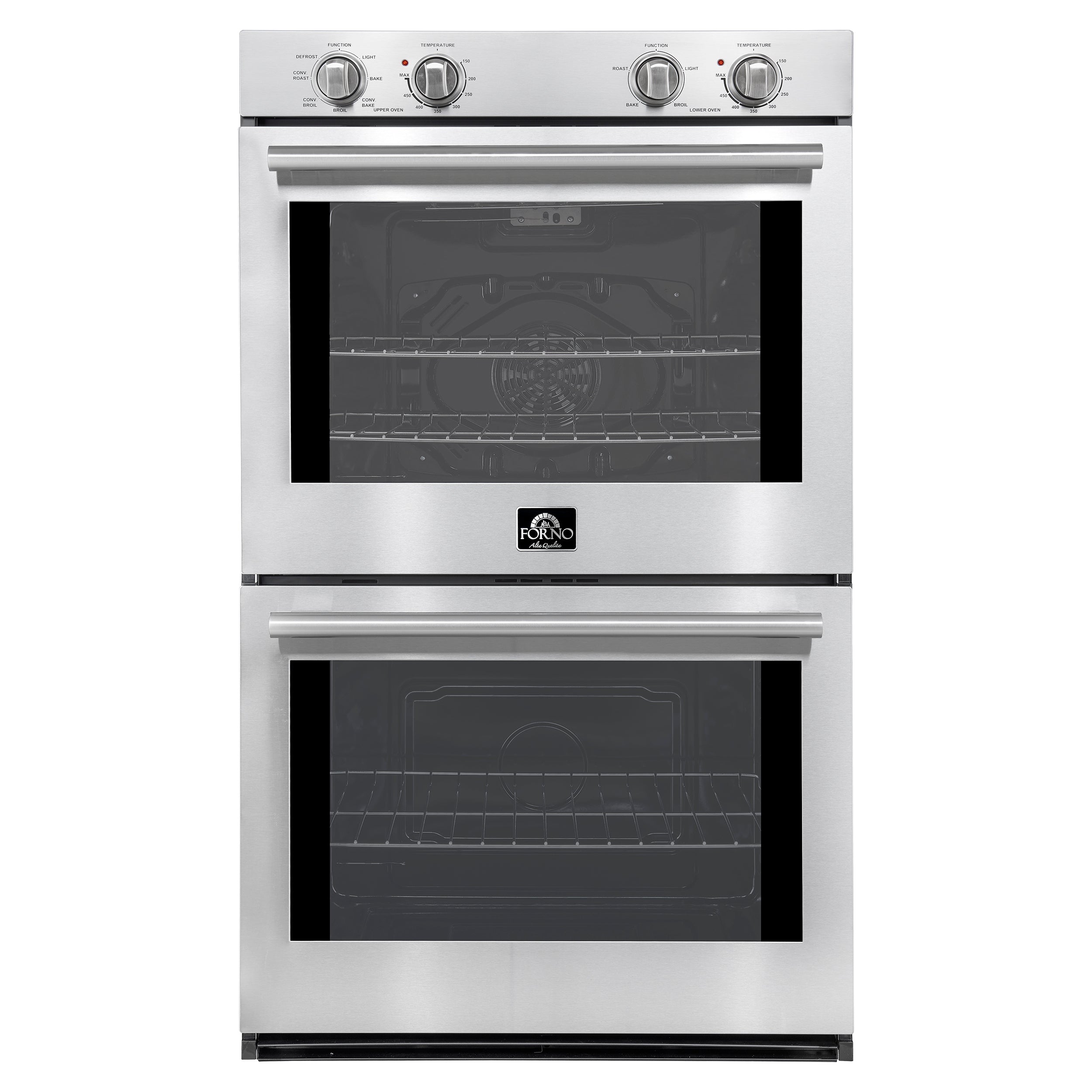 Forno Vomero 30-Inch Double Wall Oven, Stainless Steel, 10 cu.ft Total Capacity, 7100W Convection, Mechanical Controls, Self-Cleaning Function FORNO