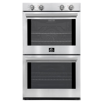 Forno Vomero 30-Inch Double Wall Oven, Stainless Steel, 10 cu.ft Total Capacity, 7100W Convection, Mechanical Controls, Self-Cleaning Function FORNO
