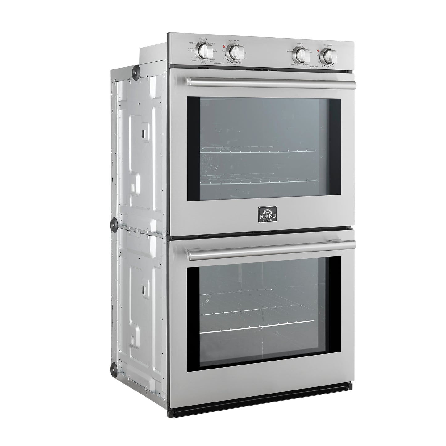 Forno Vomero 30-Inch Double Wall Oven, Stainless Steel, 10 cu.ft Total Capacity, 7100W Convection, Mechanical Controls, Self-Cleaning Function FORNO