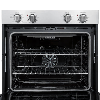 Forno Vomero 30-Inch Double Wall Oven, Stainless Steel, 10 cu.ft Total Capacity, 7100W Convection, Mechanical Controls, Self-Cleaning Function FORNO