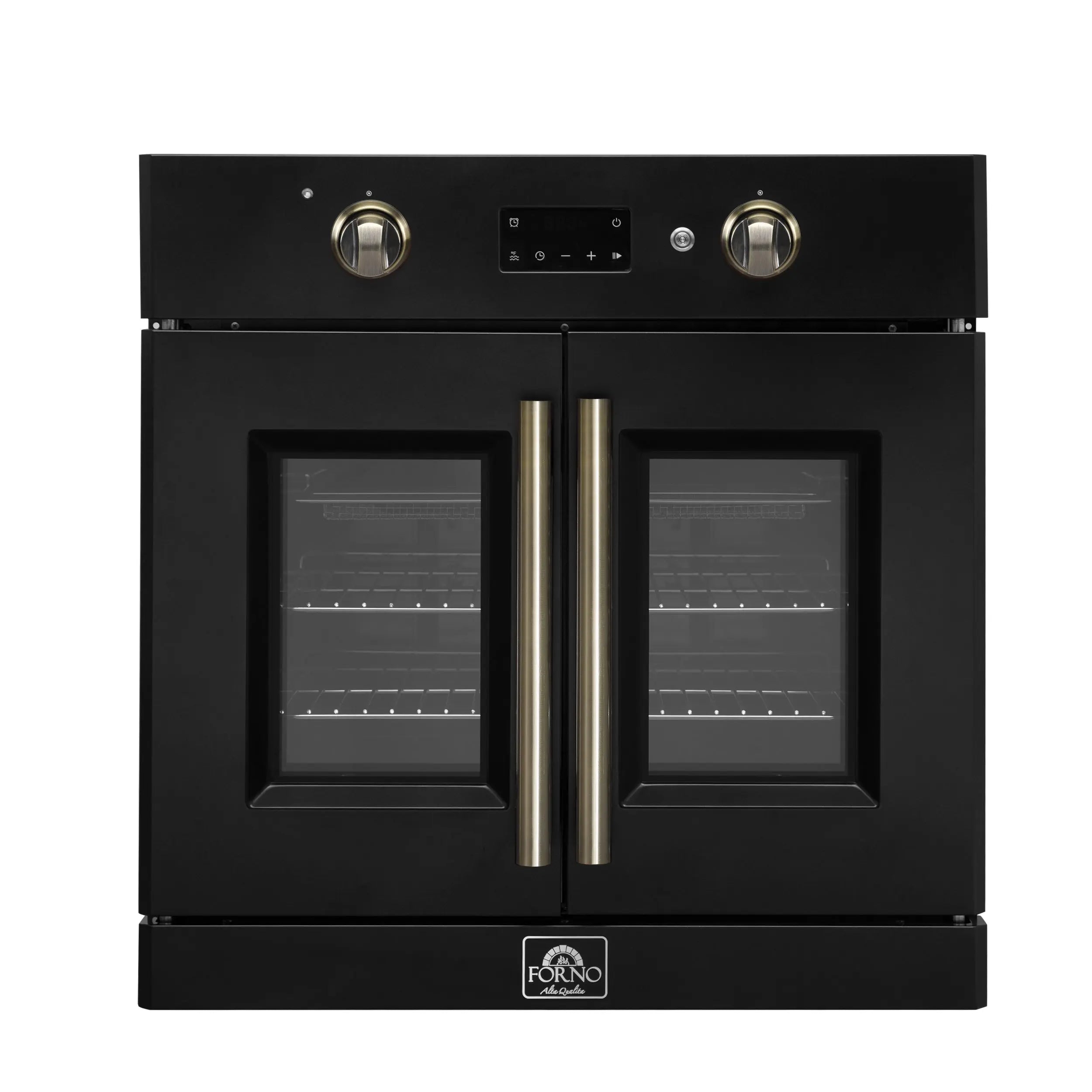 FORNO 2-Piece Kitchen Bundle - 30" Black Single Wall Oven (1333-30), 30" Black Microwave (3093-30) FORNO