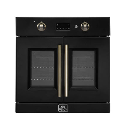 FORNO 2-Piece Kitchen Bundle - 30" Black Single Wall Oven (1333-30), 30" Black Microwave (3093-30) FORNO