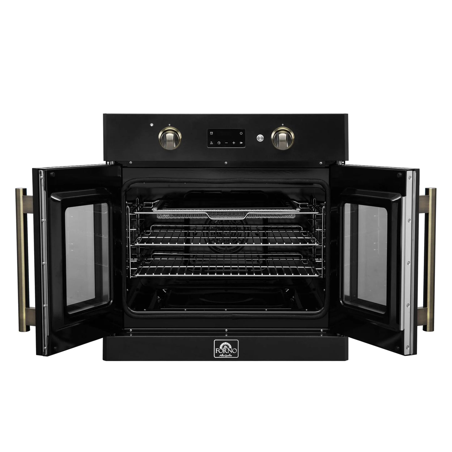 FORNO 2-Piece Kitchen Bundle - 30" Black Single Wall Oven (1333-30), 30" Black Microwave (3093-30) FORNO