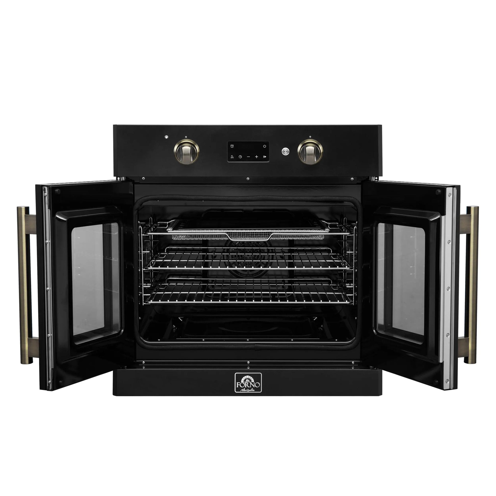 FORNO 2-Piece Kitchen Bundle - 30" Black Single Wall Oven (1333-30), 30" Black Microwave (3093-30) FORNO