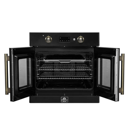 FORNO 2-Piece Kitchen Bundle - 30" Black Single Wall Oven (1333-30), 30" Black Microwave (3093-30) FORNO