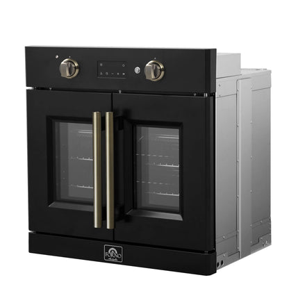 FORNO 2-Piece Kitchen Bundle - 30" Black Single Wall Oven (1333-30), 30" Black Microwave (3093-30) FORNO