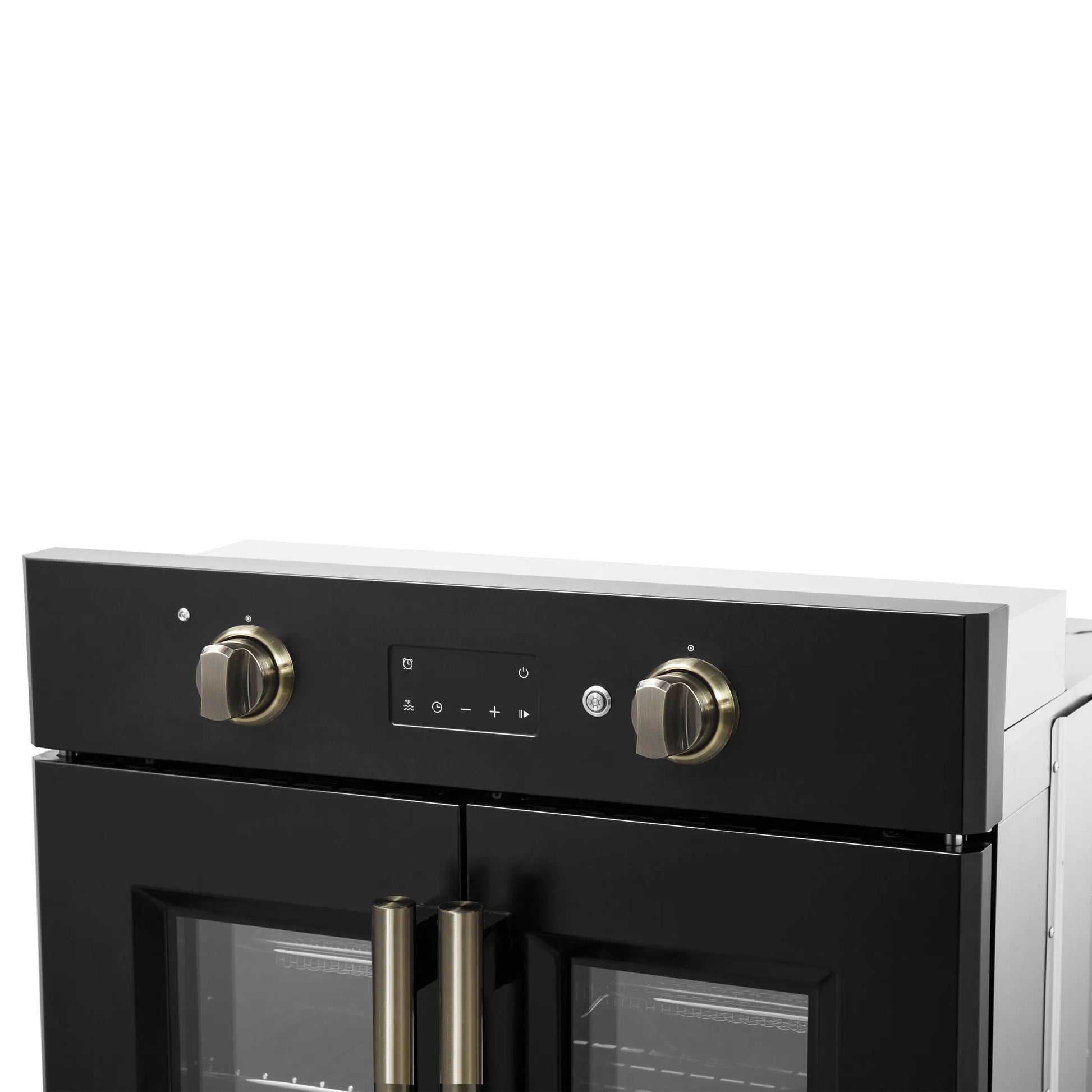 Forno Asti 30-Inch French Door Electric Wall Oven in Black & Antique Brass, 3.68 cu. ft. True Convection, 3,600W, Air Fry, Sous Vide, Self-Clean FORNO