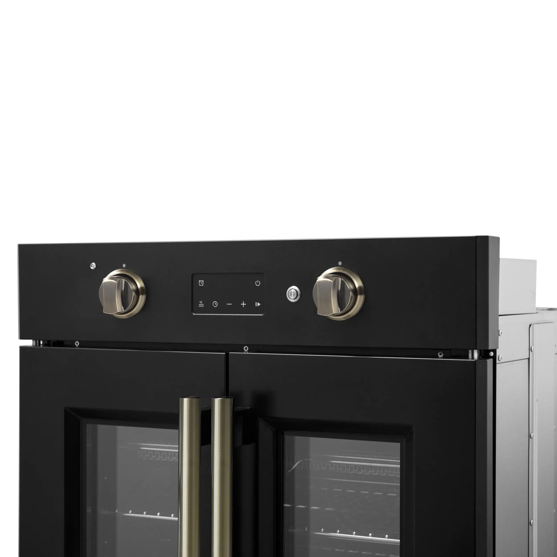 Forno Asti 30-Inch French Door Electric Wall Oven in Black & Antique Brass, 3.68 cu. ft. True Convection, 3,600W, Air Fry, Sous Vide, Self-Clean FORNO