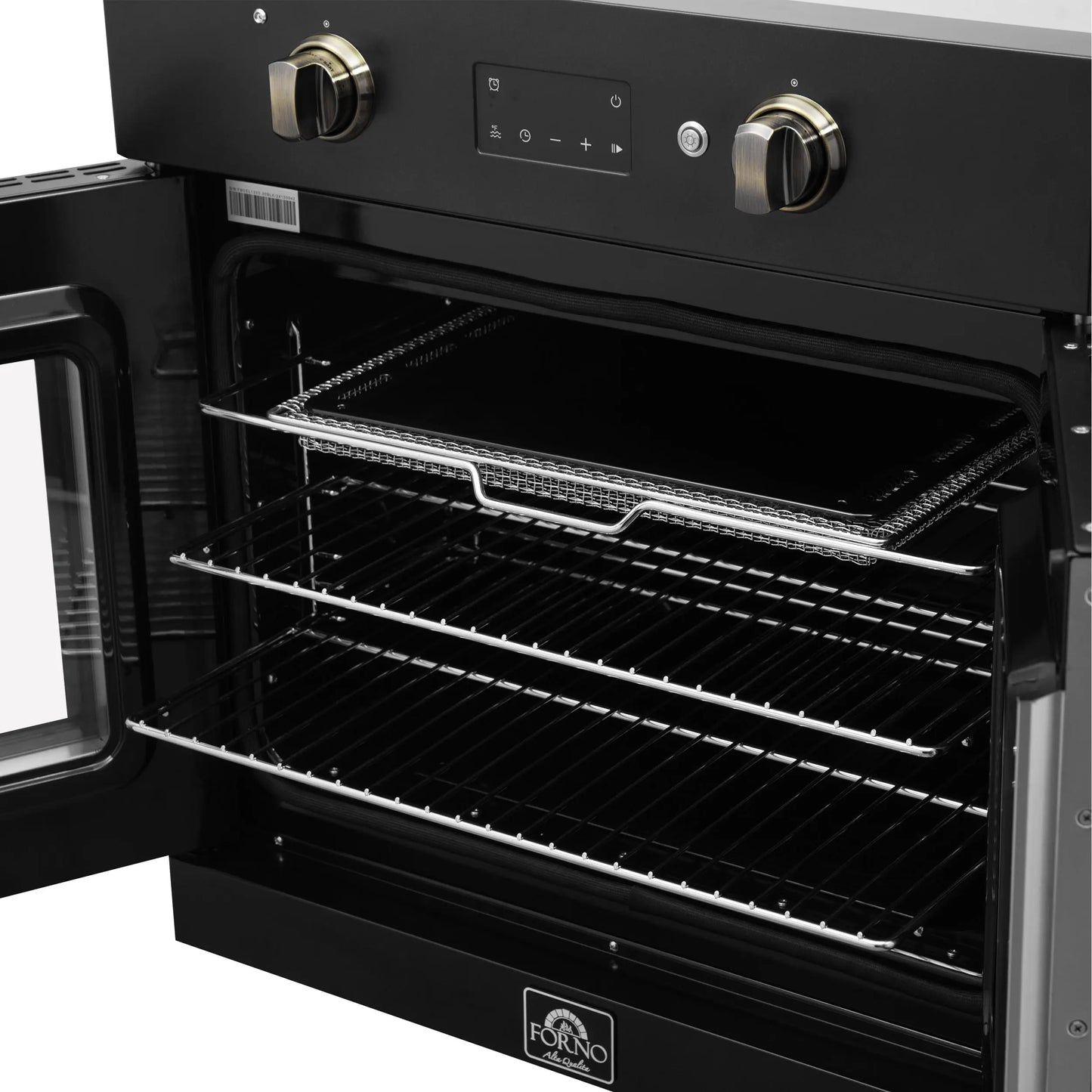 FORNO 2-Piece Kitchen Bundle - 30" Black Single Wall Oven (1333-30), 30" Black Microwave (3093-30) FORNO